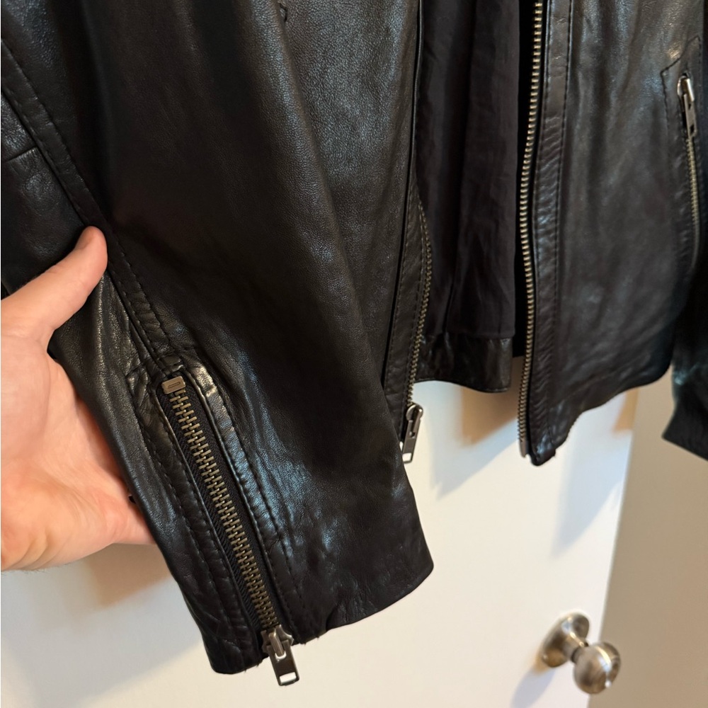 Men's Black Leather Jacket - Picture 3 of 8